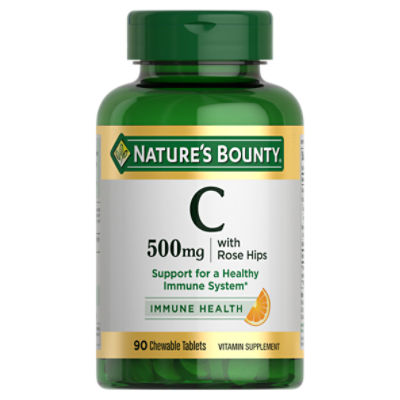 Nature's Bounty Vitamin C, Support for a Healthy Immune System, 500 mg Vitamin C with Rosehips, 90 Chewable Tablets