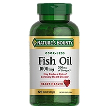 Nature's Bounty Fish Oil, Dietary Supplement, Omega-3, Supports Heart Health, 1000 Mg, 220 Coated Softgels, 200 Each