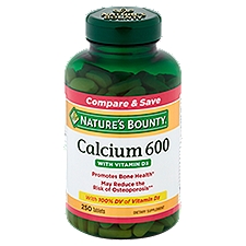 Nature's Bounty Calcium 600 with Vitamin D3 Tablets, 250 count