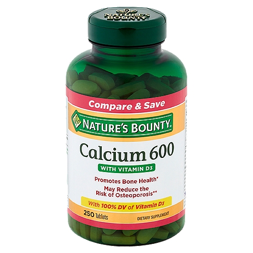 Nature's Bounty Calcium 600 with Vitamin D3 Tablets, 250 count