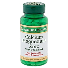Nature's Bounty Calcium Magnesium Zinc Coated Caplets, 100 count