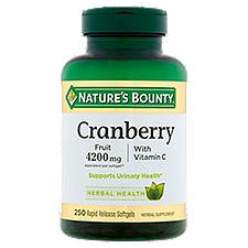 Nature's Bounty Cranberry Rapid Release Softgels 4200 mg, Herbal Supplement, 250 Each