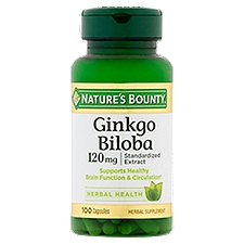 Nature's Bounty Ginkgo Biloba Capsules Herbal Supplement, 120 mg, 100 count