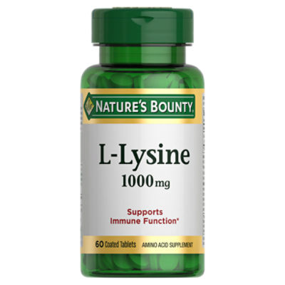 Nature's Bounty L-Lysine, Supports Immune Function, 1000 mg, 60 Coated Tablets