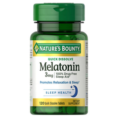 Nature's Bounty Melatonin Sleep Aid Tablets, 3 Mg, 120 Quick Dissolve Tablets