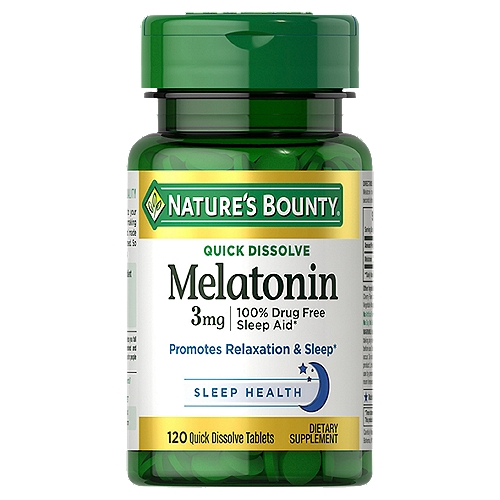 Nature's Bounty Melatonin Sleep Aid Tablets, 3 Mg, 120 Quick Dissolve Tablets