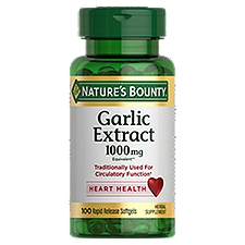 Nature's Bounty Garlic Extract Supplement, Supports Circulatory Function, 1000 mg Rapid Release Softgels, 100 Count, Pack of 3, 100 Each