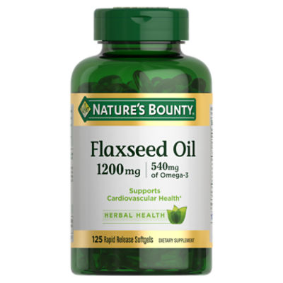 Nature's Bounty Flaxseed and Omega 3, Dietary Supplement, Supports Cardiovascular Health, 1200mg, 125 Softgels