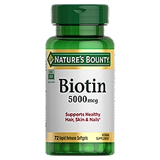Nature's Bounty Biotin Rapid Release Softgels, 5000 mcg, 72 count
