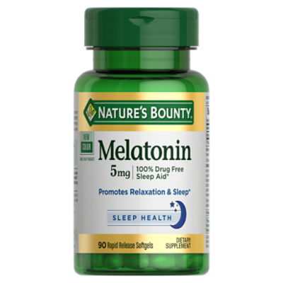 Nature's Bounty Melatonin, Promotes Relaxation and Sleep Health, Dietary Supplement, 5 mg, 90 count, 90 Each