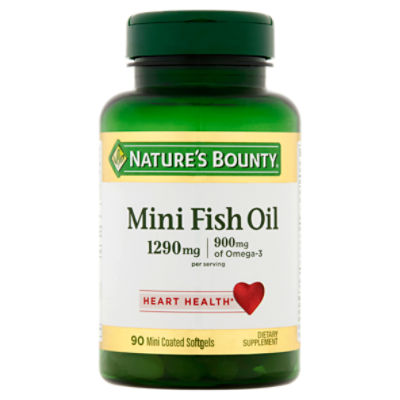 Nature's Bounty Mini Fish Oil Mini Coated Softgels, 1290 mg, 90 count