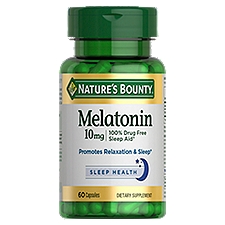 Nature's Bounty Melatonin, 100% Drug Free Sleep Aid, Promotes Relaxation and Sleep Health, 10mg, 60 Capsules, 60 Each