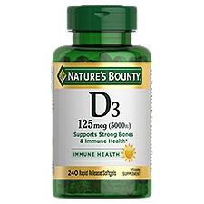 Nature's Bounty Vitamin D3, Immune Support, 125 mcg (5000iu), 240 Rapid Release Softgels