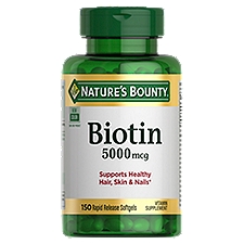 Nature's Bounty Biotin, Supports Metabolism for Cellular Energy and Healthy Hair, Skin, & Nails, 5000 mcg, 150 Softgels