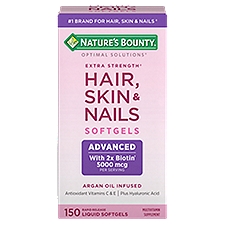 Nature's Bounty Optimal Solutions Hair, Skin & Nails Multivitamin Supplement, 5000 mcg, 150 count