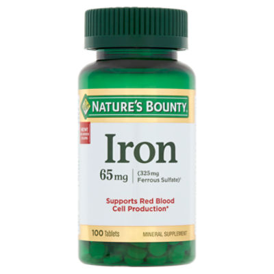Nature's Bounty Iron Tablets, 65 mg, 100 count
