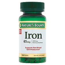 Nature's Bounty Iron Tablets, 65 mg, 100 count, 100 Each