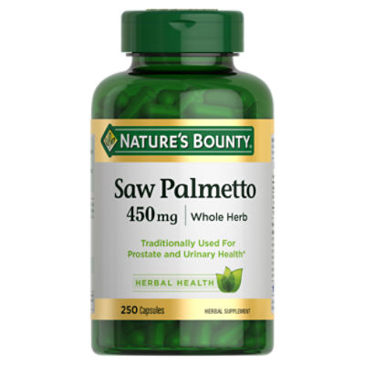 Nature's Bounty Saw Palmetto, Support for Prostate and Urinary Health, Herbal Health Supplement, 450mg, 250 Capsules