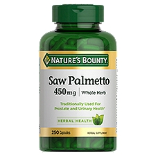 Nature's Bounty Saw Palmetto, Support for Prostate and Urinary Health, Herbal Health Supplement, 450mg, 250 Capsules, 250 Each