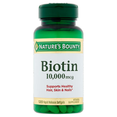Nature's Bounty Biotin Rapid Release Softgels, 10,000 mcg, 120 count, 60 Each