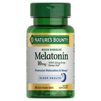 Nature's Bounty Melatonin 10 mg Quick Dissolve Tablets, Drug-Free Sleep Aid, 45 Ct
