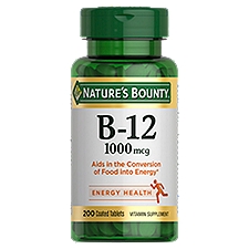 Nature's Bounty Vitamin B12 Tablets, Energy Support,1000 mcg, 200 Count, 200 Each