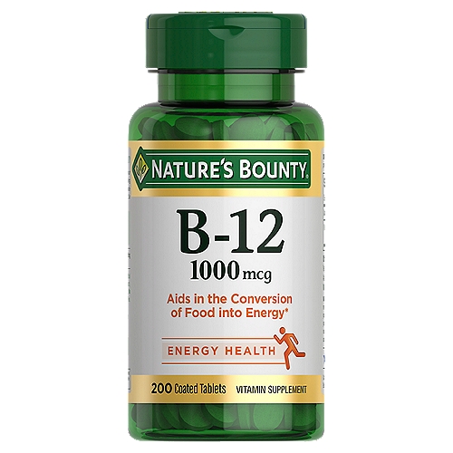 Nature's Bounty Vitamin B12 Tablets, Energy Support,1000 mcg, 200 Count