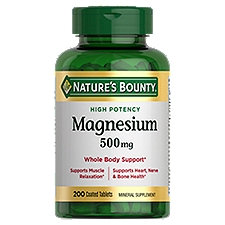 Nature's Bounty Magnesium 500 mg, Coated Tablets, 200 Each