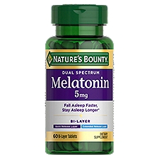 Nature's Bounty Melatonin 5mg Quick & Extended Release Tablets, Sleep Aid, 60 Ct, 60 Each