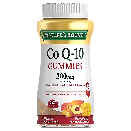 Nature's Bounty CoQ10 Gummies, Supports Heart Health, 200mg, Peach Mango Flavor, 60 Count