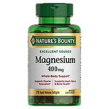 Nature's Bounty Magnesium Mineral Supplement, 400 mg, 75 count