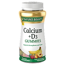 Nature's Bounty Calcium + D3 Peach, Banana & Cherry Flavored Gummies Dietary Supplement, 70 count