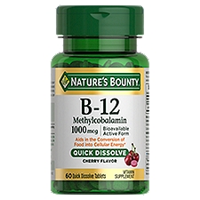 Nature's Bounty B-12 Methylcobalamin Quick Dissolve Tablets, 1000 mcg, 60 count