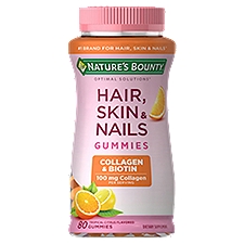 Nature's Bounty Optimal Solutions Tropical Citrus Flavored Hair, Skin & Nails Gummies, 80 count