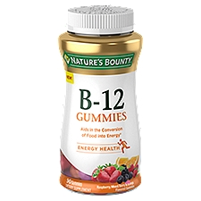 Nature's Bounty B-12 Raspberry, Mixed Berry & Orange Flavored Gummies, Dietary Supplement, 90 Each