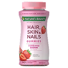 Nature's Bounty Hair, Skin & Nails Strawberry Flavored Gummies, Dietary Supplement, 140 Each