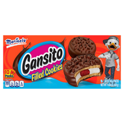 Marinela Gansito Strawberry and Crème Filled Snack Cookies, 10 count, 14.48 oz