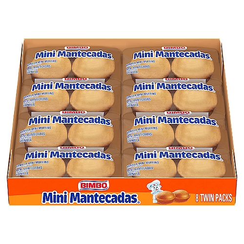 Bimbo Mantecadas Mini Vanilla Muffins, 8 Twin Packs, 17.76 oz