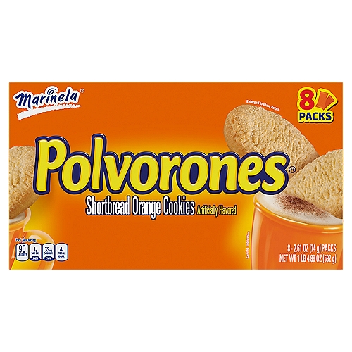 Marinela Polvorones, Orange Artificially Flavored Shortbread Cookies, 8-Pack, 1 lb 4.88 Ounces
