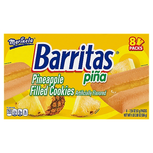Marinela Barritas Piña Pineapple Soft Filled Cookie Bar, 8 count, 18.88 oz