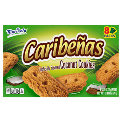 Marinela Caribeñas Coconut Cookies, Artificially Flavored, 8 Packs Per Box, 20.32 Ounces