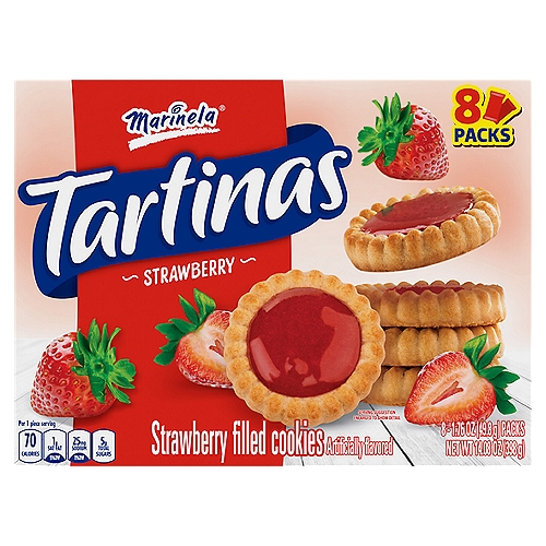 Marinela Tartinas Strawberry Filled Cookies, 1.76 oz, 8 count