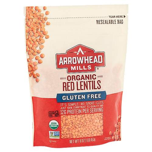 Arrowhead Mills Organic Red Lentils, 16 oz
Red Lentils are a delicious source of protein. Make them into a pilaf using fragrant Basmati rice or enjoy as a flavorful pureed side dish called dahl, as they do in India. Their earthy flavor enhances soups, too!