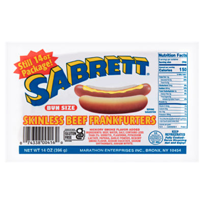 Sabrett Bun Size Skinless Beef Frankfurters, 14 oz