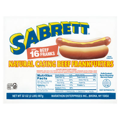 Sabrett Natural Casing Beef Frankfurters, 32 oz