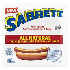 Sabrett All Natural Skinless Uncured Beef Frankfurters, 8 count, 14 oz