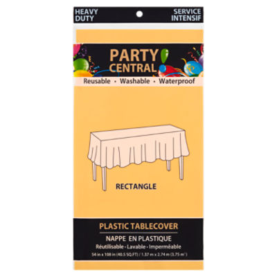 Party Central Rectangle 54 in x 108 in Yellow Plastic Tablecover