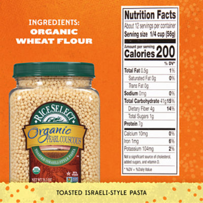 RiceSelect Organic Pearl Couscous Toasted Israeli-Style Pasta, 24.5 oz