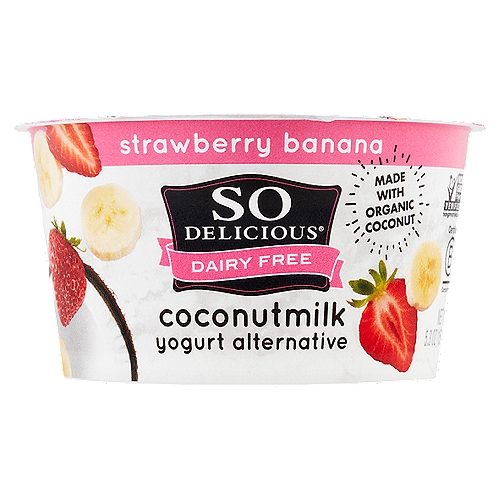 So Delicious Dairy Free Strawberry & Banana Coconutmilk Yogurt Alternative, 5.3 oz
Live Active Cultures include: S. thermophilus, L. rhamnosus, L. acidophilus, L. bulgaricus, Bifidobacterium spp., L. casei, L. paracasei, L. plantarum