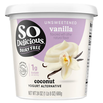 So Delicious Dairy Free Coconut Milk Yogurt Alternative, Unsweetened, Vanilla, Vegan, Gluten Free, 24 oz Container, 24 Ounce